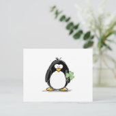 Pinguïn met een Shamrock Briefkaart (Staand voorkant)