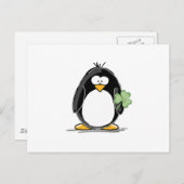 Pinguïn met een Shamrock Briefkaart (Voorkant / Achterkant)