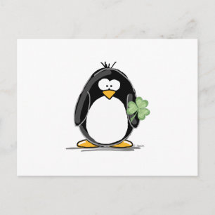 Pinguïn met een Shamrock Briefkaart