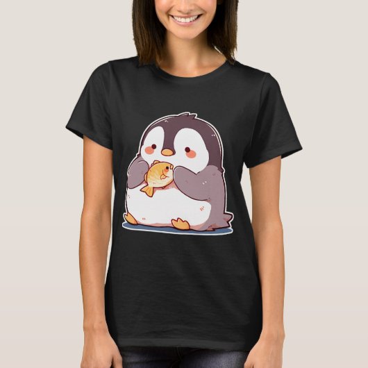 Pinguïn met een vis t-shirt (Voorkant)