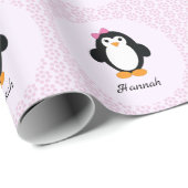  pinguïn met Floral achtergrond Cadeaupapier (Rol Hoek)