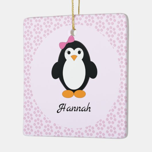  pinguïn met Floral achtergrond Keramisch Ornament (Links)