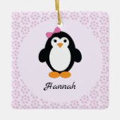  pinguïn met Floral achtergrond Keramisch Ornament (Voorkant)