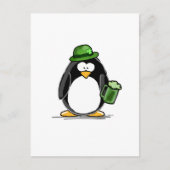 Pinguïn met groen bier briefkaart (Voorkant)