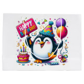 Pinguïn met "Happy Birthday"-teken van Natasha Us Groot Cadeauzakje (Achterkant)