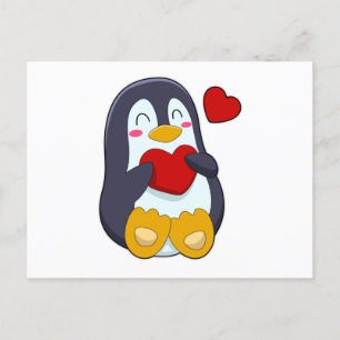 Pinguïn met hart briefkaart