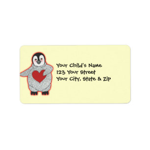 Pinguïn met hart etiket