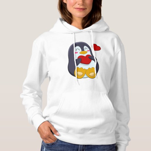 Pinguïn met hart hoodie (Voorkant)