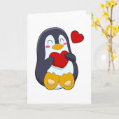 Pinguïn met Hart Kaart (Gele Bloem)