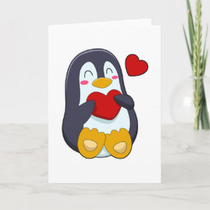 Pinguïn met hart kaart
