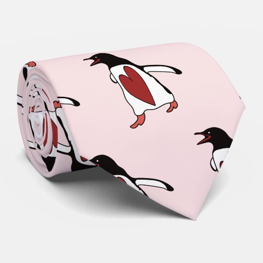Pinguïn met hart stropdas (Opgerold)
