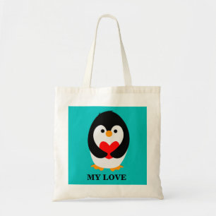 Pinguïn met hart tote bag