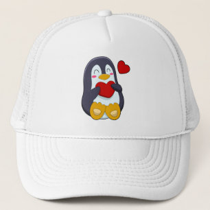 Pinguïn met hart trucker pet