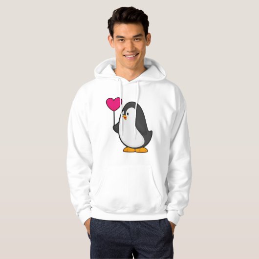 Pinguïn met hartballon hoodie (Voorkant volledig)