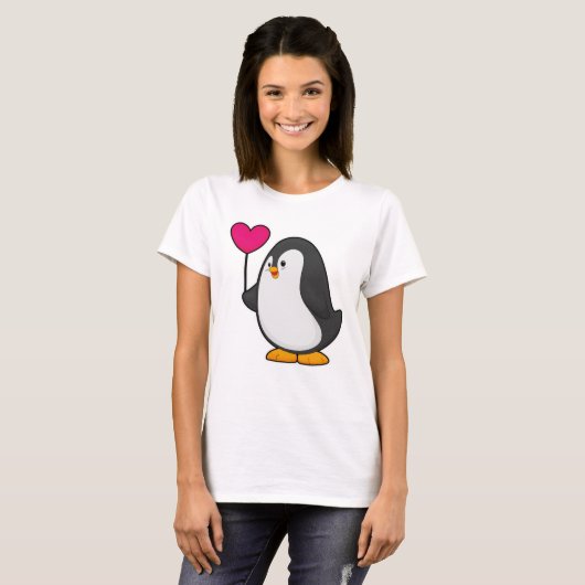 Pinguïn met hartballon t-shirt (Voorkant volledig)