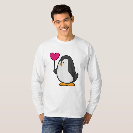 Pinguïn met hartballon t-shirt (Voorkant volledig)