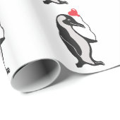 Pinguïn met Heart Ballon Pattern Wrapping Paper Cadeaupapier (Rol Hoek)