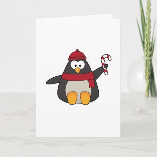 Pinguïn met hoed en sjaal kaart (Voorkant)