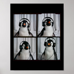 Pinguïn met hoofdtelefoon Autisme Sensorische dier Poster