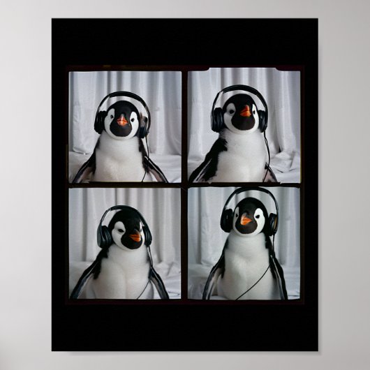 Pinguïn met hoofdtelefoon Autisme Sensorische dier Poster (Voorkant)