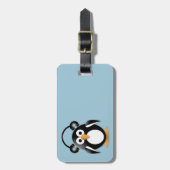 Pinguïn met hoofdtelefoon bagagelabel (Voorkant verticaal)