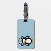 Pinguïn met hoofdtelefoon bagagelabel (Achterkant verticaal)