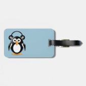 Pinguïn met hoofdtelefoon bagagelabel (Achterkant horizontaal)