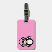 Pinguïn met hoofdtelefoon bagagelabel (Voorkant verticaal)