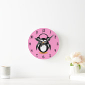 Pinguïn met hoofdtelefoon ronde klok (Huis)