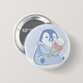 Pinguïn met Ice Cream-toets Ronde Button 5,7 Cm (Voorkant /achterkant)