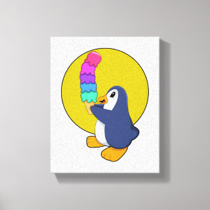 Pinguïn met ijs canvas afdruk