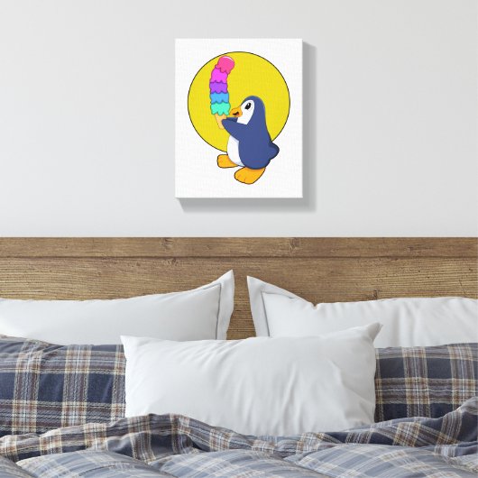 Pinguïn met ijs canvas afdruk (Insitu (Slaapkamer))