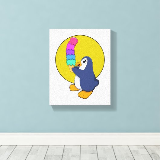 Pinguïn met ijs canvas afdruk (Insitu (Houten vloer))