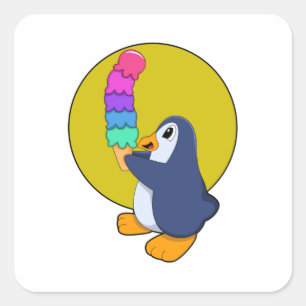 Pinguïn met ijs vierkante sticker