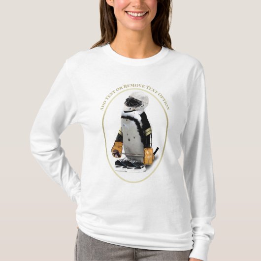 Pinguïn met ijshockeyuitrusting t-shirt (Voorkant)