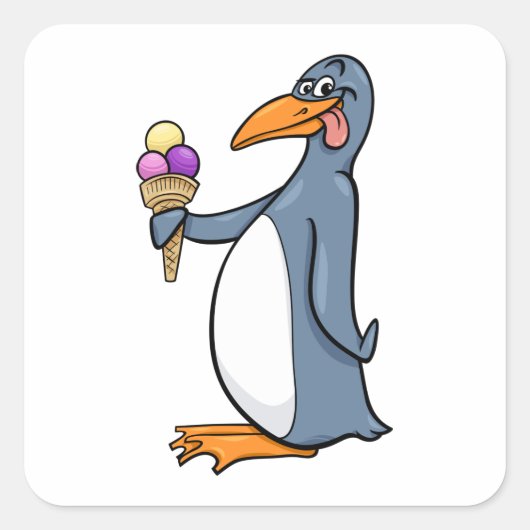 Pinguïn met ijsscheerpleister vierkante sticker (Voorkant)