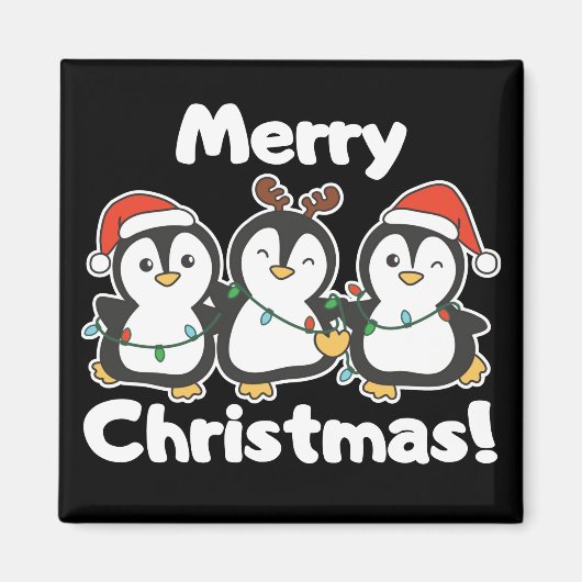 Pinguïn met kerstbeesten Cute Penguins Magnet (Voorkant)