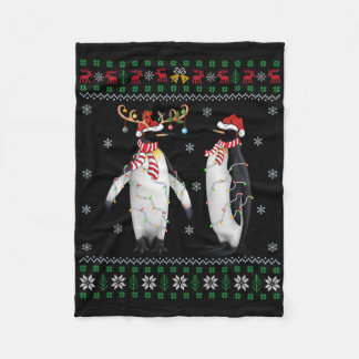 Pinguïn met kerstmanhoed Kerstverlichting Hulpeloz Fleece Deken