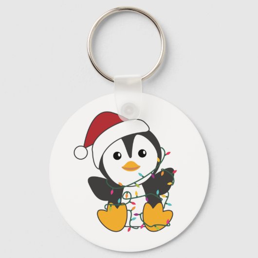 Pinguïn met kerstmis winterpinguïns sleutelhanger (Voorkant)