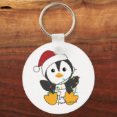 Pinguïn met kerstmis winterpinguïns sleutelhanger (Voorkant)