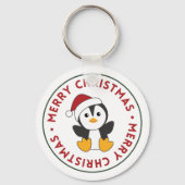 Pinguïn met kerstmis winterpinguïns sleutelhanger (Voorkant)