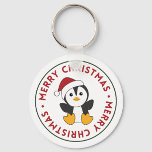 Pinguïn met kerstmis winterpinguïns sleutelhanger