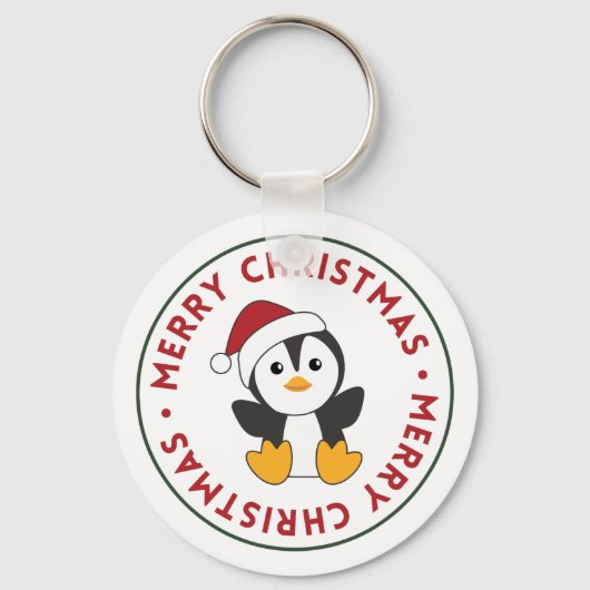 Pinguïn met kerstmis winterpinguïns sleutelhanger (Voorkant)