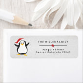 Pinguïn met kerstPet-feestdag-Adresetiketten Etiket (Insitu)