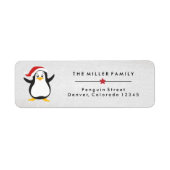 Pinguïn met kerstPet-feestdag-Adresetiketten Etiket (Voorkant)