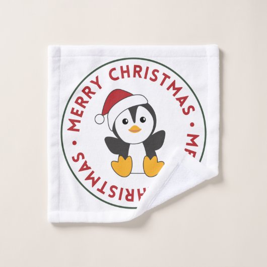Pinguïn met kerstwintersneeuw washandje (Wasdoekje)