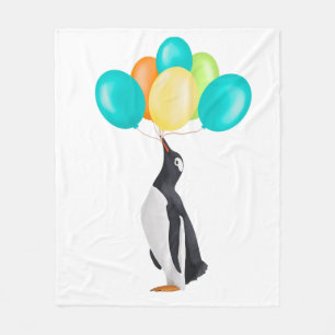 Pinguïn met kleurrijke ballonnen fleece deken