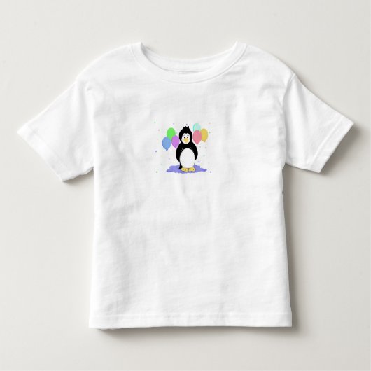 Pinguïn met kleurrijke ballonnen kinder shirts (Voorkant)
