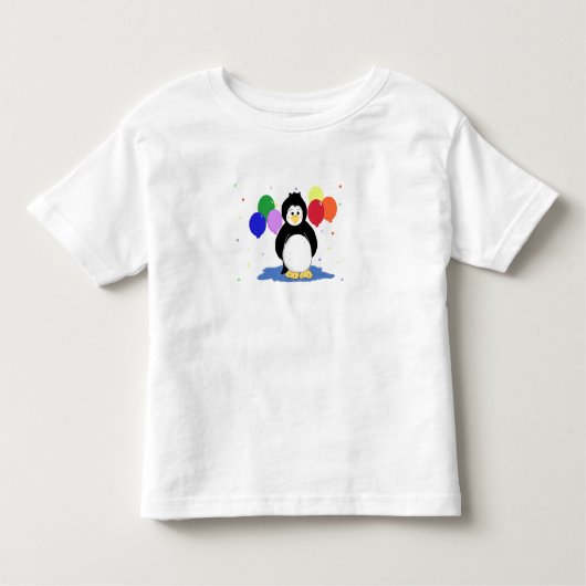 Pinguïn met kleurrijke ballonnen kinder shirts (Voorkant)