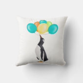Pinguïn met kleurrijke ballonnen kussen (Achterkant)